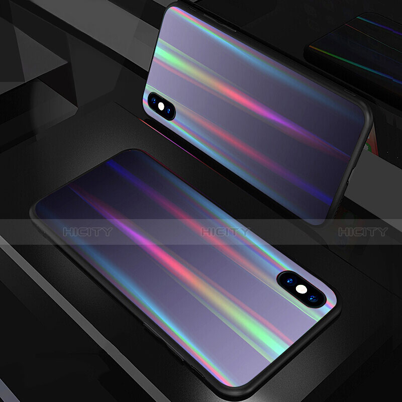 Carcasa Bumper Funda Silicona Espejo Gradiente Arco iris A01 para Apple iPhone Xs Max