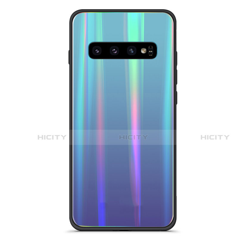 Carcasa Bumper Funda Silicona Espejo Gradiente Arco iris A02 para Samsung Galaxy S10 Plus