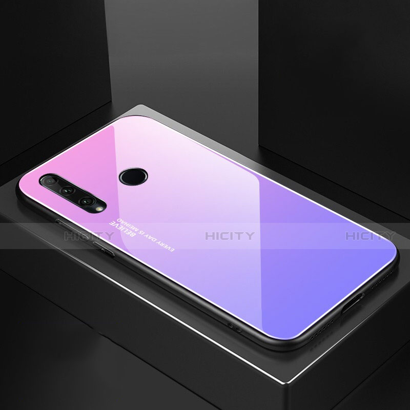 Carcasa Bumper Funda Silicona Espejo Gradiente Arco iris H01 para Huawei Honor 20i