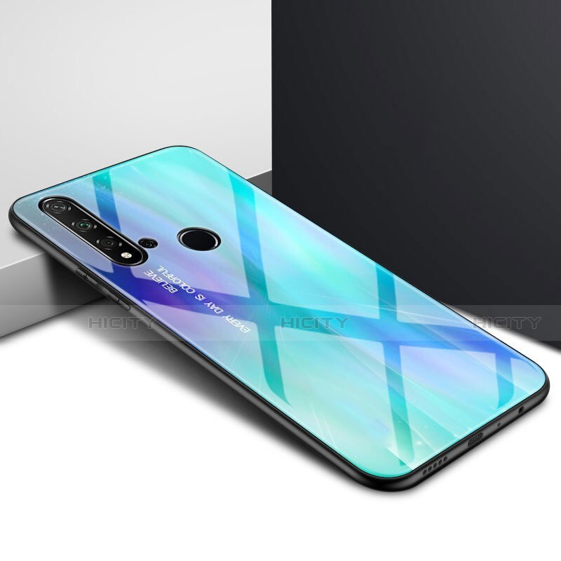 Carcasa Bumper Funda Silicona Espejo Gradiente Arco iris H01 para Huawei Nova 5i