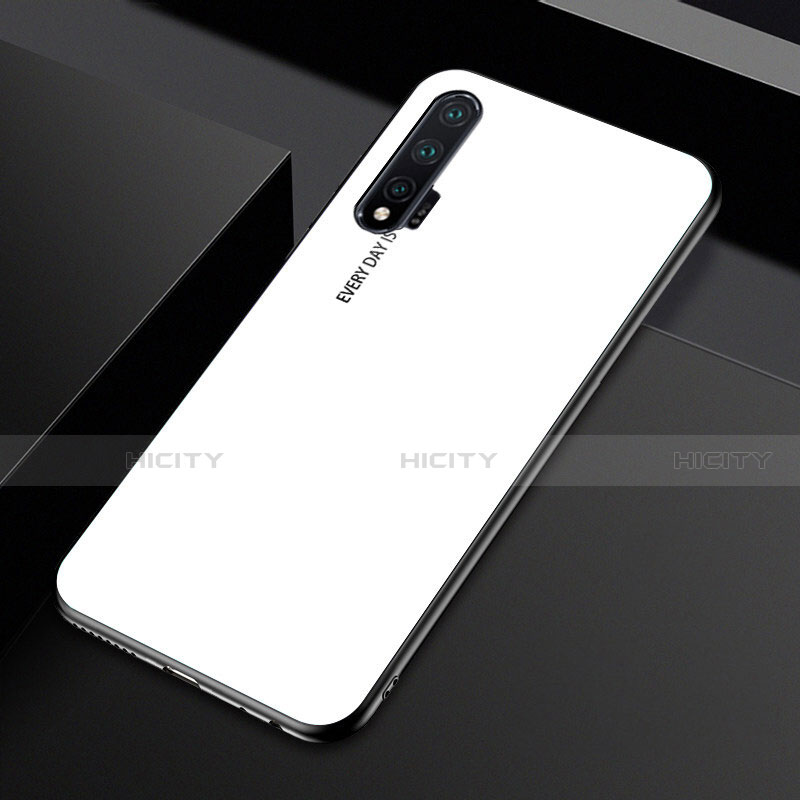 Carcasa Bumper Funda Silicona Espejo Gradiente Arco iris H01 para Huawei Nova 6 Blanco