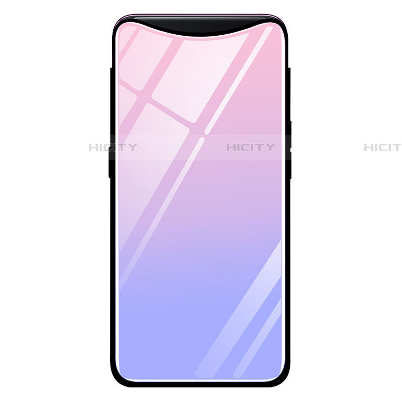 Carcasa Bumper Funda Silicona Espejo Gradiente Arco iris H01 para Oppo Find X Rosa