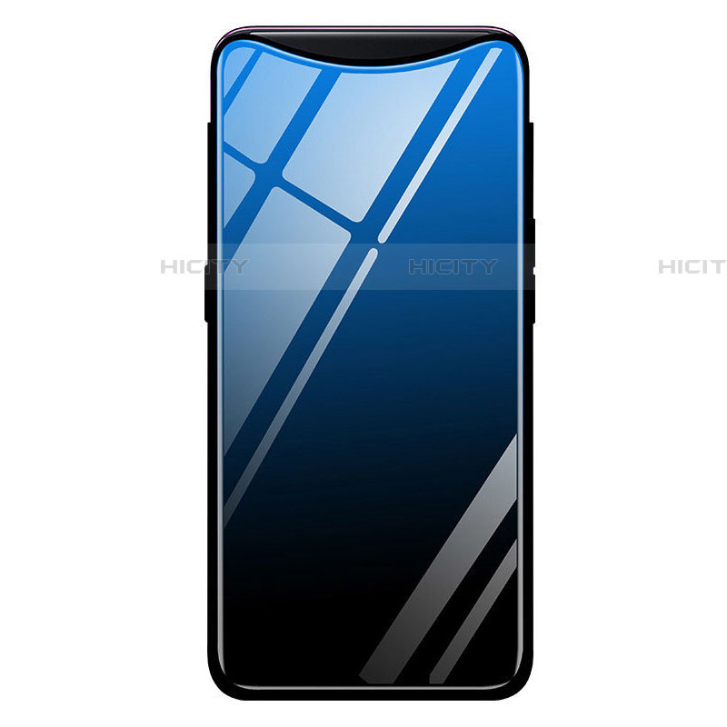 Carcasa Bumper Funda Silicona Espejo Gradiente Arco iris H01 para Oppo Find X Super Flash Edition Azul y Negro