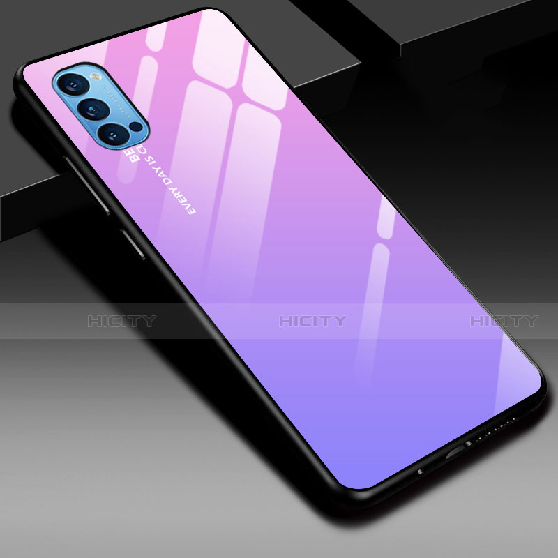 Carcasa Bumper Funda Silicona Espejo Gradiente Arco iris H01 para Oppo Reno4 Pro 5G