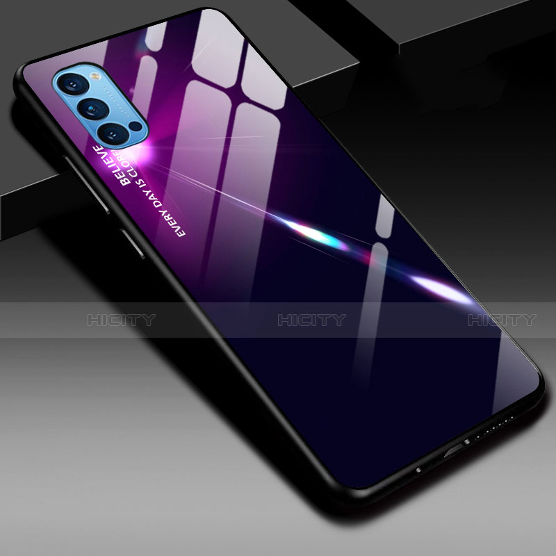 Carcasa Bumper Funda Silicona Espejo Gradiente Arco iris H01 para Oppo Reno4 Pro 5G