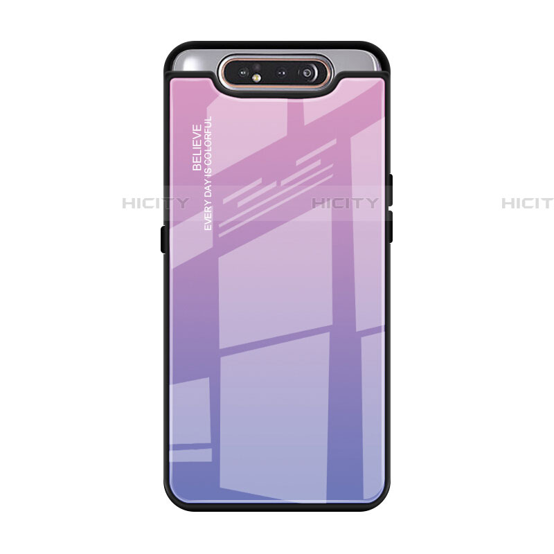 Carcasa Bumper Funda Silicona Espejo Gradiente Arco iris H01 para Samsung Galaxy A90 4G