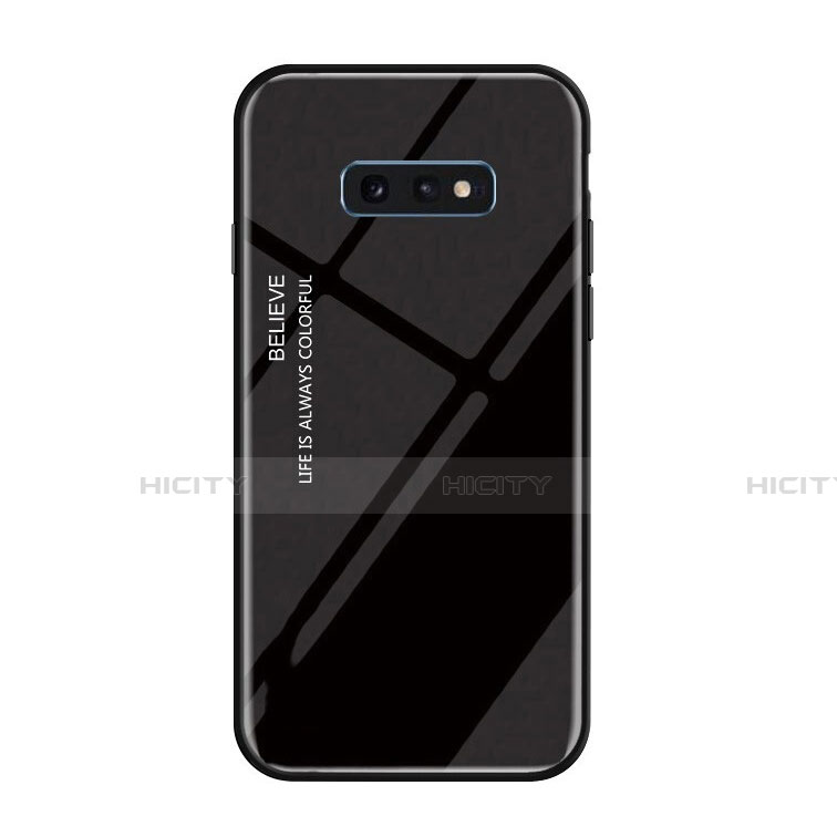 Carcasa Bumper Funda Silicona Espejo Gradiente Arco iris H01 para Samsung Galaxy S10e Negro