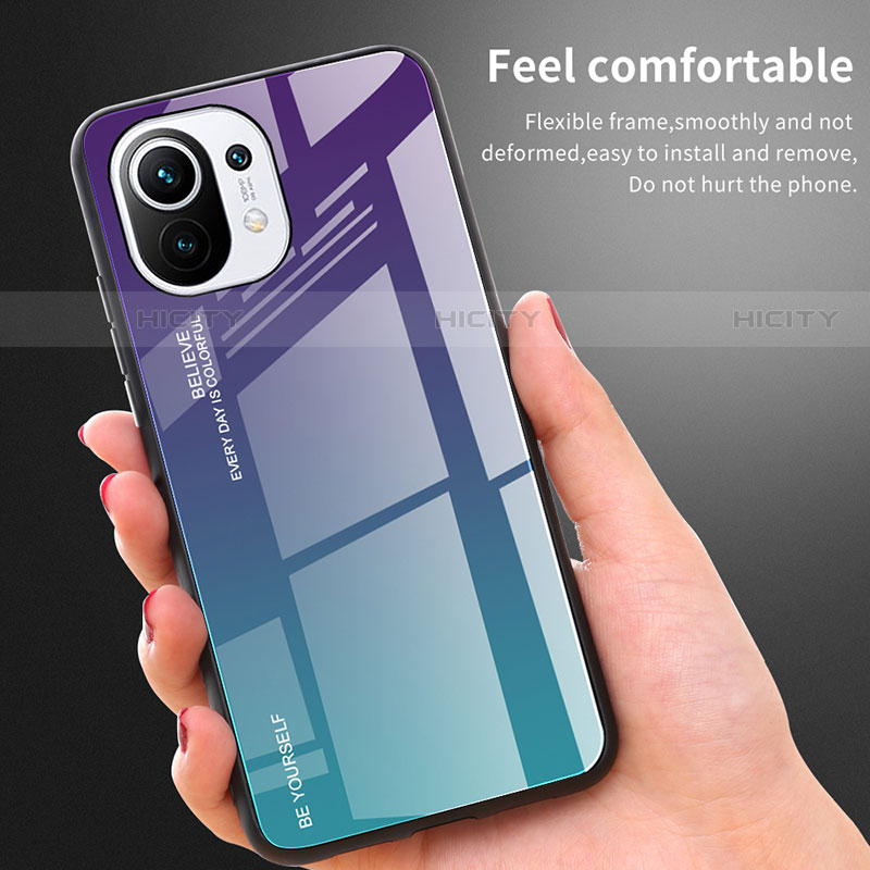 Carcasa Bumper Funda Silicona Espejo Gradiente Arco iris H01 para Xiaomi Mi 11 Lite 5G NE