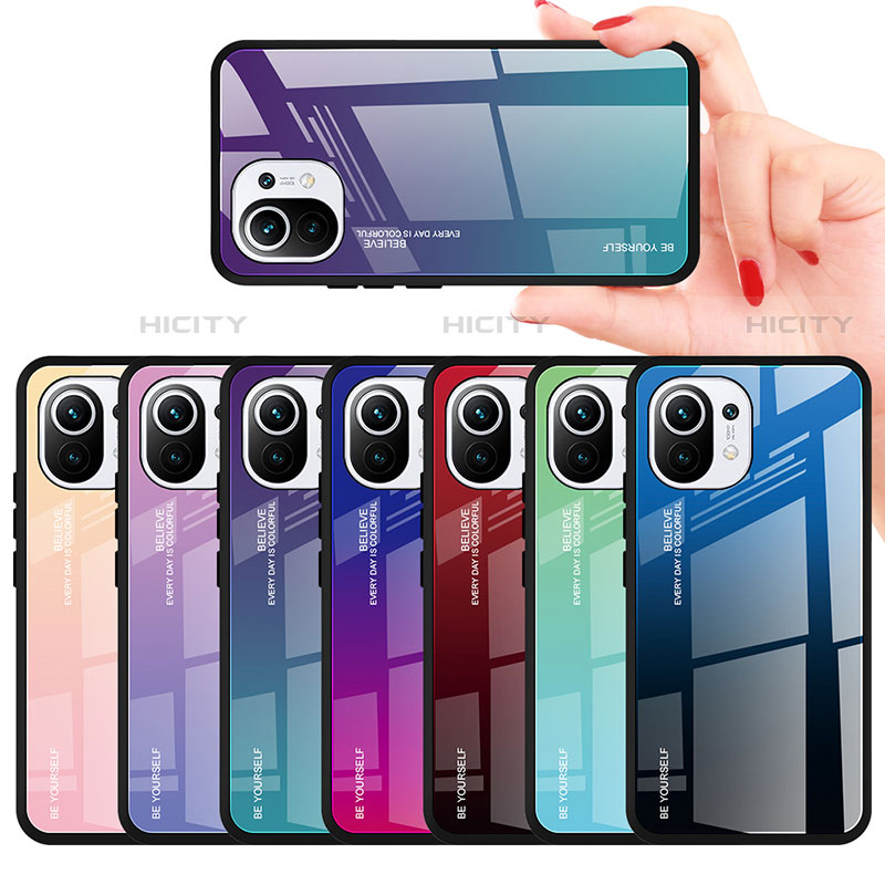 Carcasa Bumper Funda Silicona Espejo Gradiente Arco iris H01 para Xiaomi Mi 11 Lite 5G NE