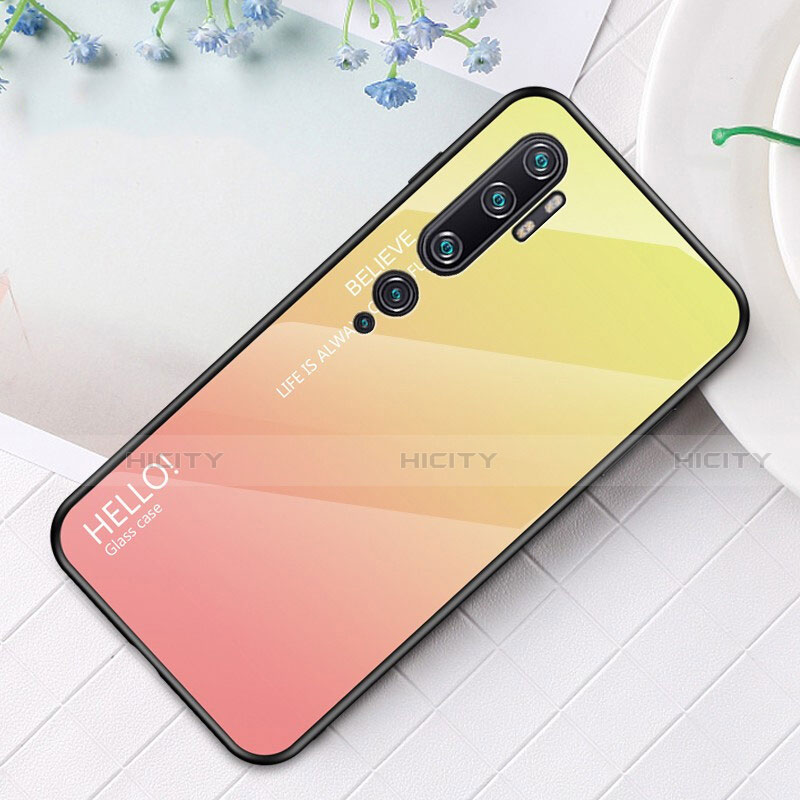 Carcasa Bumper Funda Silicona Espejo Gradiente Arco iris H01 para Xiaomi Mi Note 10