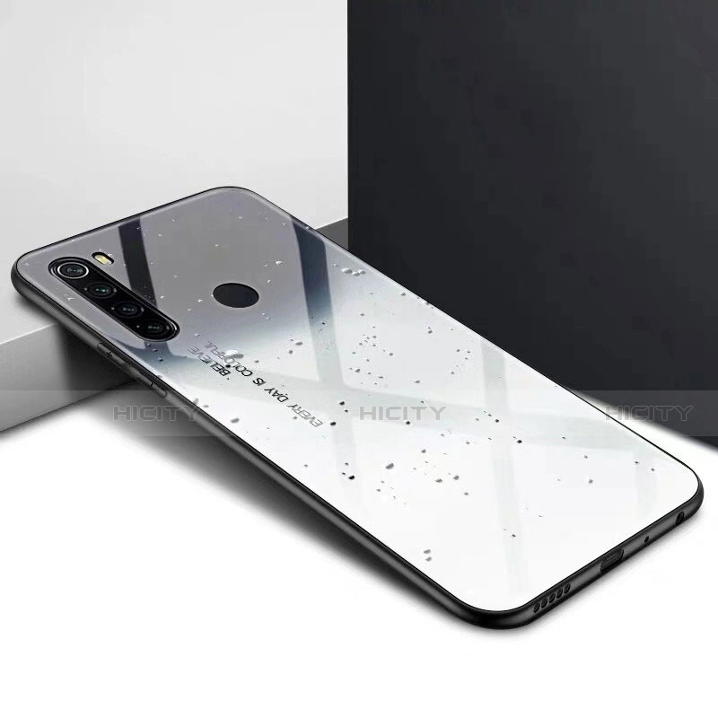 Carcasa Bumper Funda Silicona Espejo Gradiente Arco iris H01 para Xiaomi Redmi Note 8 Plata