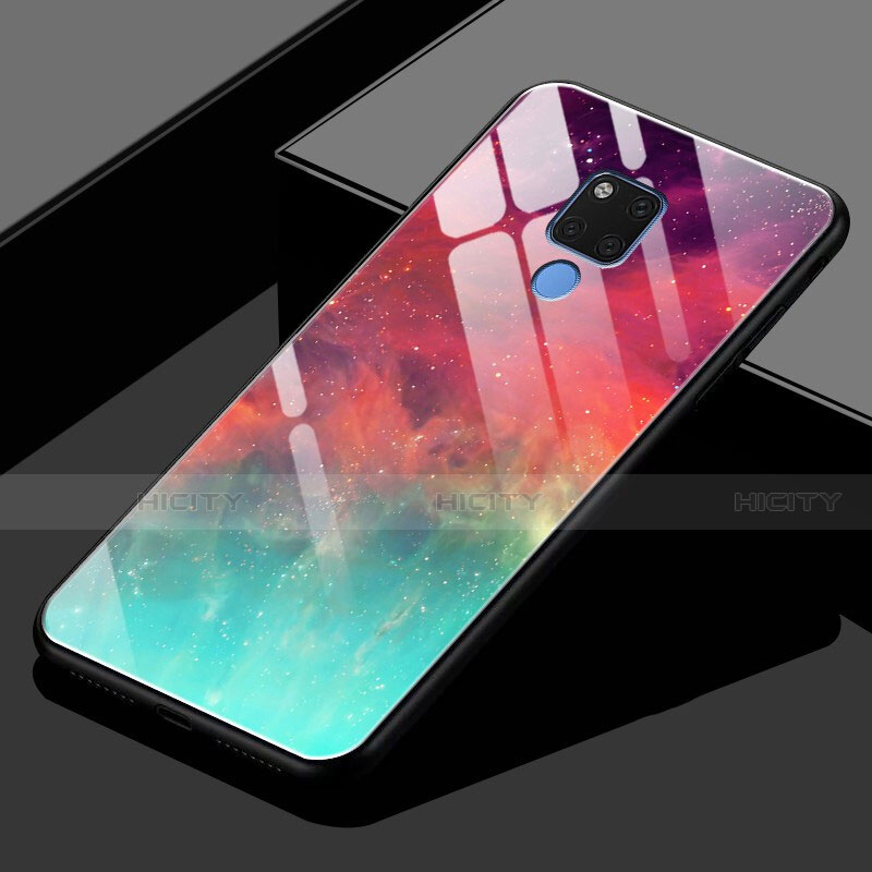 Carcasa Bumper Funda Silicona Espejo Gradiente Arco iris H02 para Huawei Mate 20 X 5G