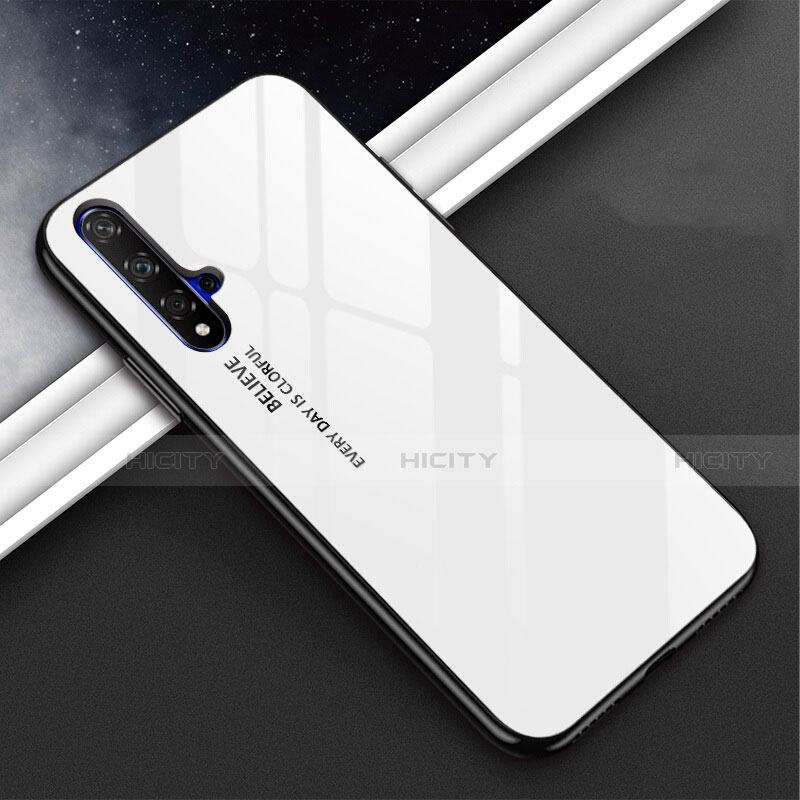 Carcasa Bumper Funda Silicona Espejo Gradiente Arco iris H02 para Huawei Nova 5 Blanco