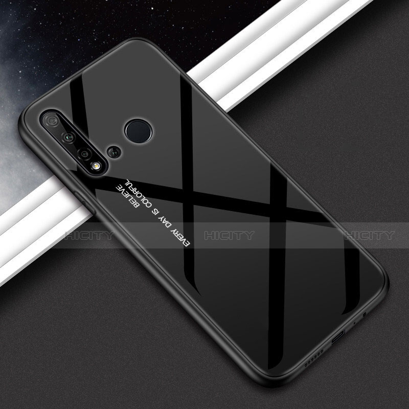 Carcasa Bumper Funda Silicona Espejo Gradiente Arco iris H02 para Huawei P20 Lite (2019) Negro