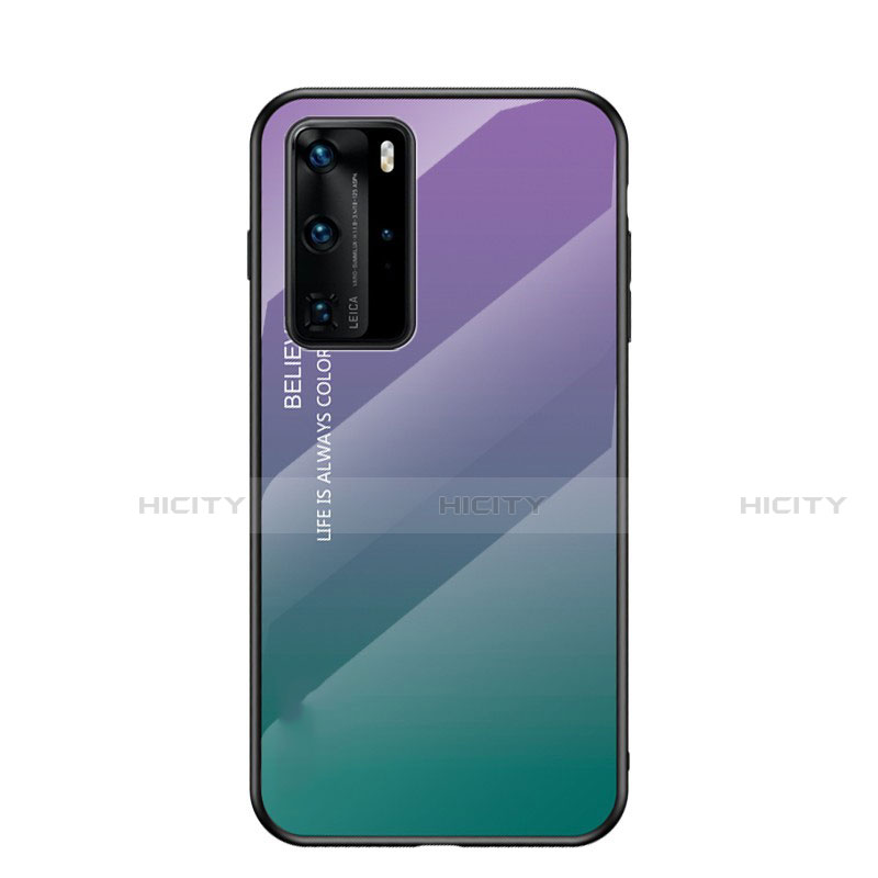 Carcasa Bumper Funda Silicona Espejo Gradiente Arco iris H02 para Huawei P40 Pro