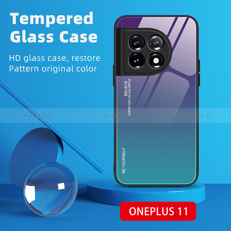 Carcasa Bumper Funda Silicona Espejo Gradiente Arco iris JM1 para OnePlus 11 5G