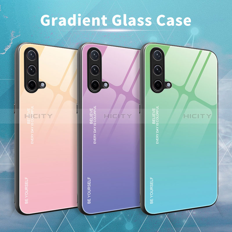 Carcasa Bumper Funda Silicona Espejo Gradiente Arco iris JM1 para OnePlus Nord CE 5G