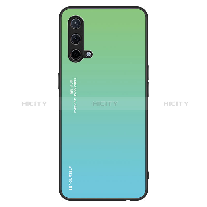 Carcasa Bumper Funda Silicona Espejo Gradiente Arco iris JM1 para OnePlus Nord CE 5G Verde