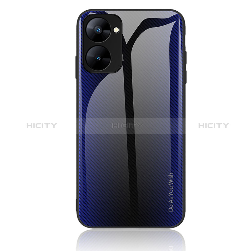 Carcasa Bumper Funda Silicona Espejo Gradiente Arco iris JM1 para Realme 10S 5G Azul Real