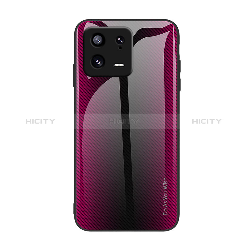 Carcasa Bumper Funda Silicona Espejo Gradiente Arco iris JM1 para Xiaomi Mi 13 5G Rosa Roja