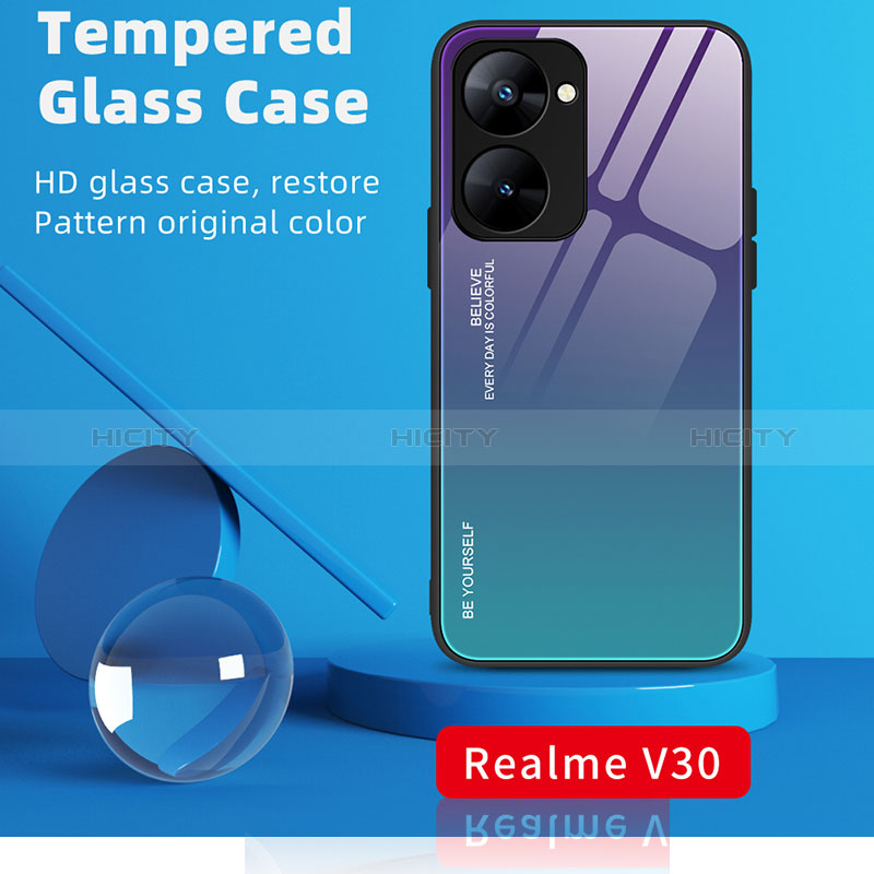 Carcasa Bumper Funda Silicona Espejo Gradiente Arco iris JM2 para Realme 10S 5G