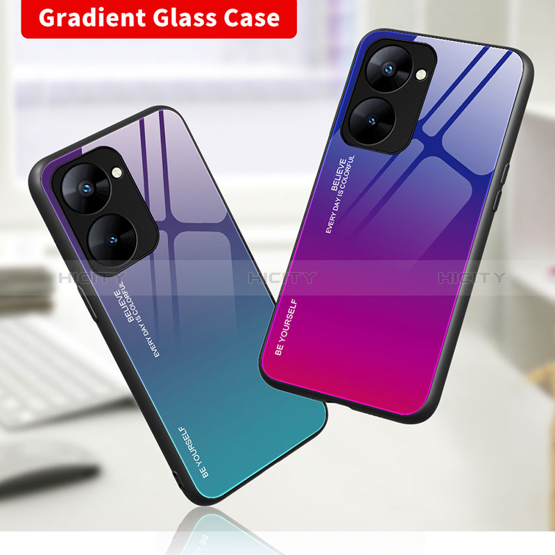 Carcasa Bumper Funda Silicona Espejo Gradiente Arco iris JM2 para Realme 10S 5G