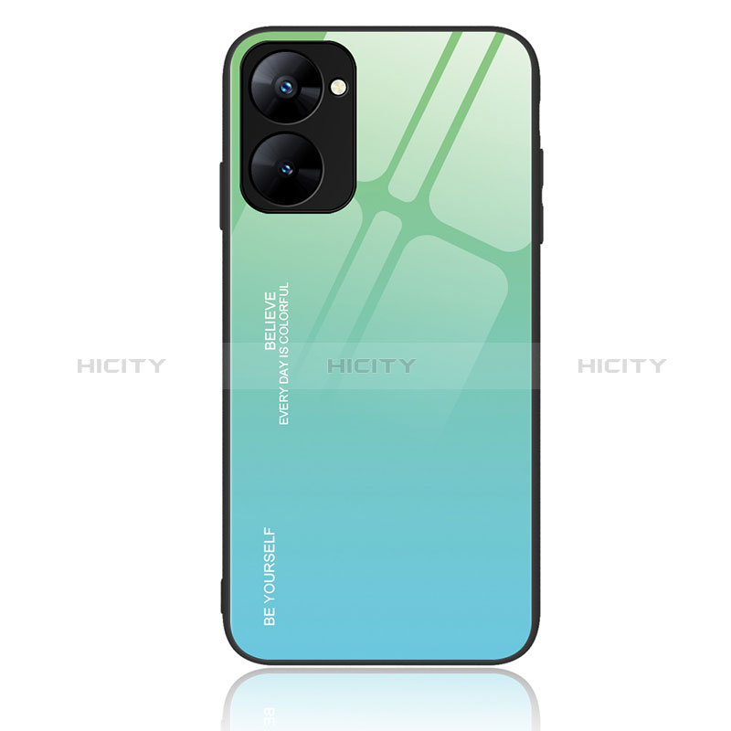 Carcasa Bumper Funda Silicona Espejo Gradiente Arco iris JM2 para Realme 10S 5G Verde