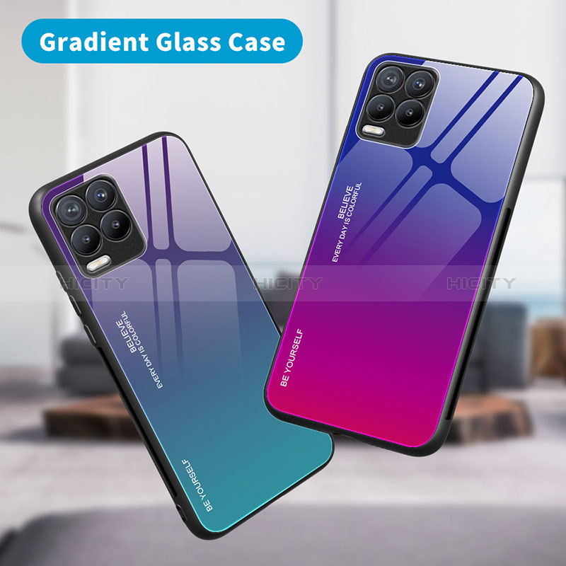 Carcasa Bumper Funda Silicona Espejo Gradiente Arco iris JM2 para Realme 8 4G