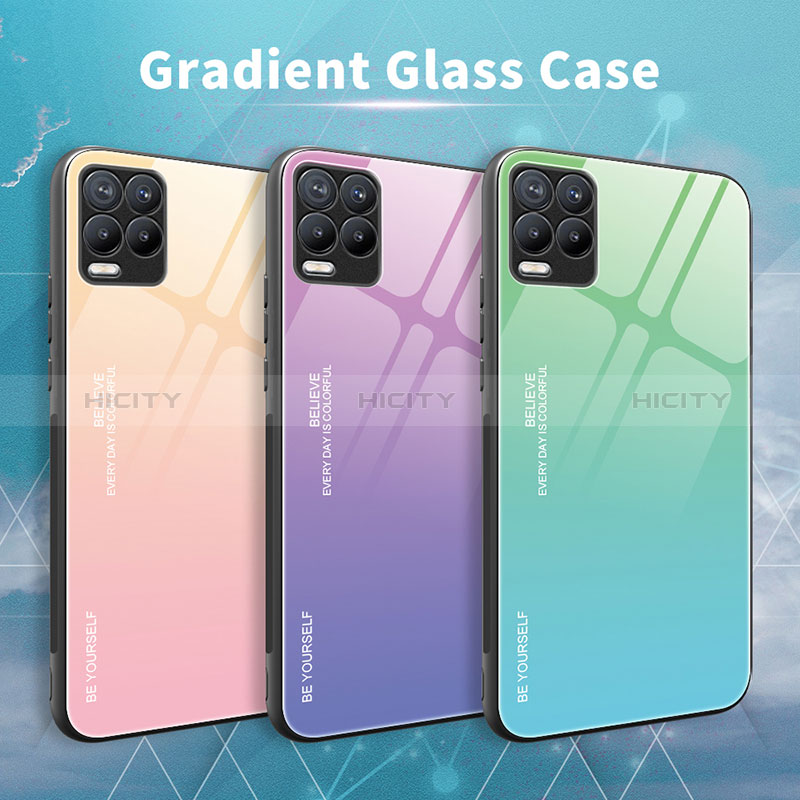 Carcasa Bumper Funda Silicona Espejo Gradiente Arco iris JM2 para Realme 8 Pro