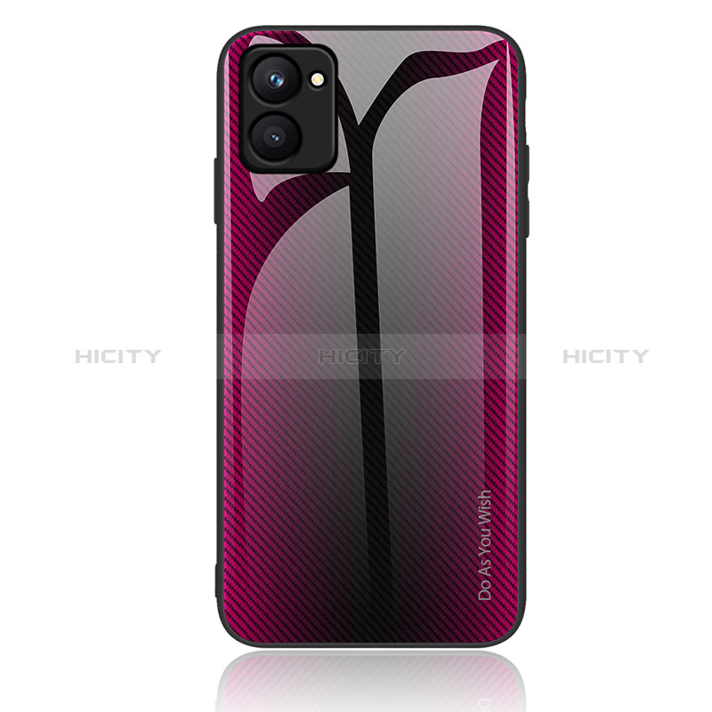 Carcasa Bumper Funda Silicona Espejo Gradiente Arco iris JM2 para Realme C33 (2023) Rosa Roja