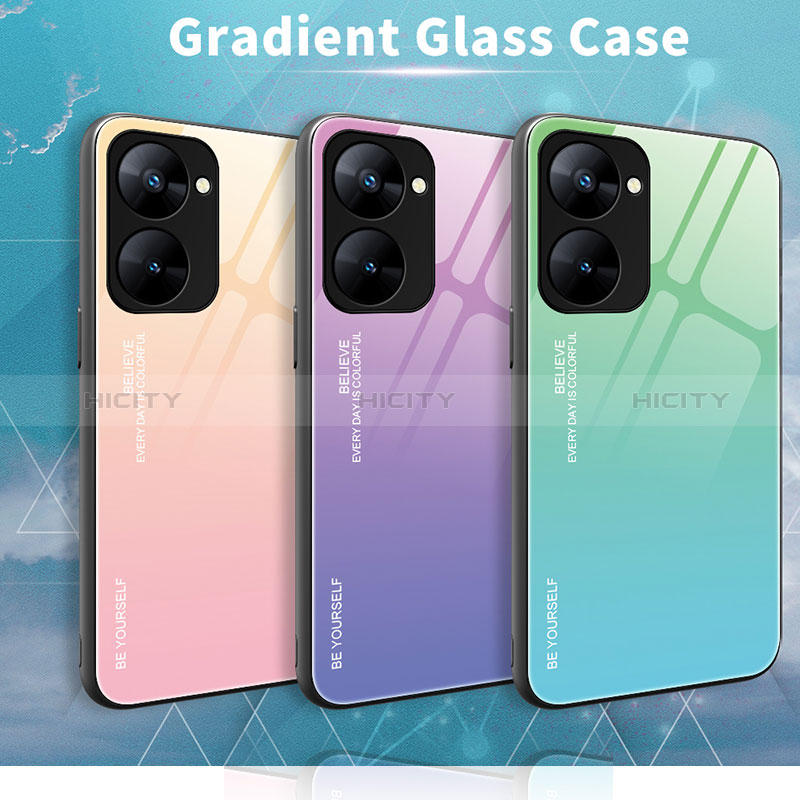 Carcasa Bumper Funda Silicona Espejo Gradiente Arco iris JM2 para Realme Q5x 5G