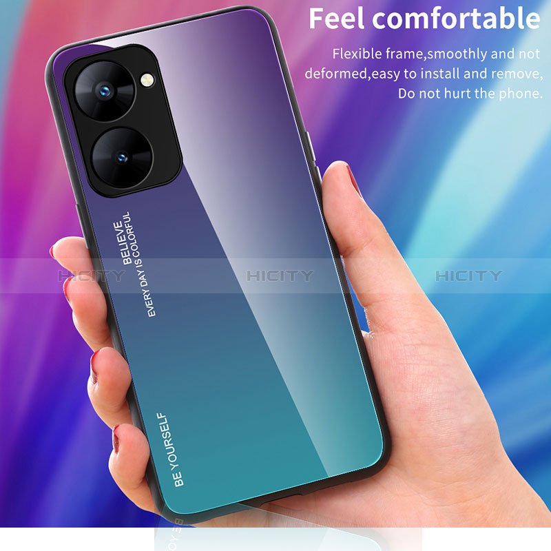 Carcasa Bumper Funda Silicona Espejo Gradiente Arco iris JM2 para Realme V20 5G