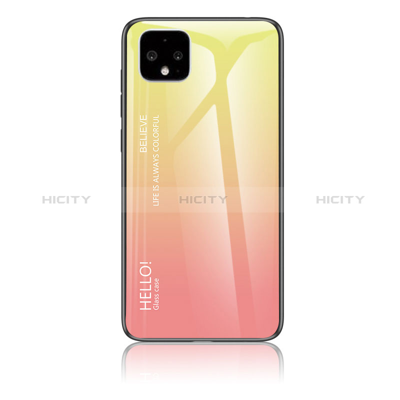 Carcasa Bumper Funda Silicona Espejo Gradiente Arco iris LS1 para Google Pixel 4 Amarillo