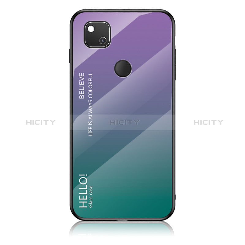 Carcasa Bumper Funda Silicona Espejo Gradiente Arco iris LS1 para Google Pixel 4a