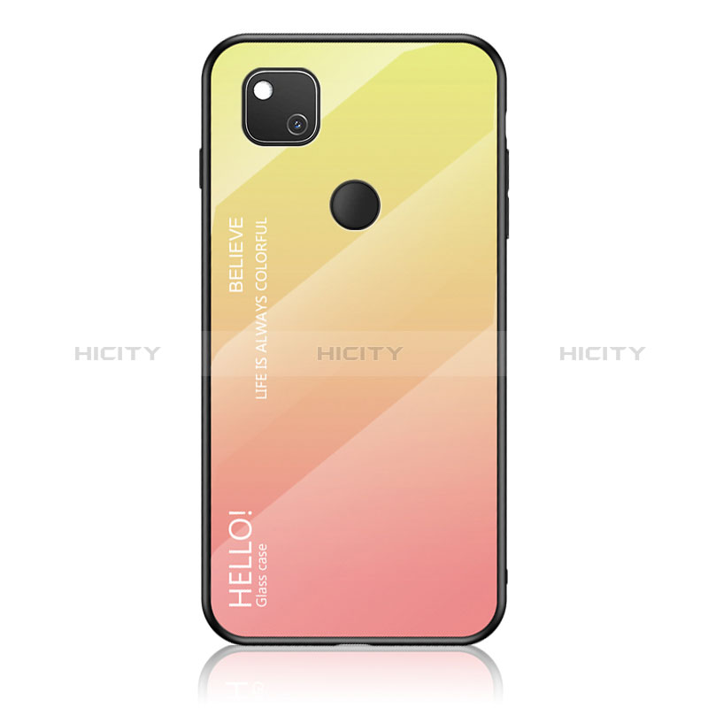 Carcasa Bumper Funda Silicona Espejo Gradiente Arco iris LS1 para Google Pixel 4a Amarillo