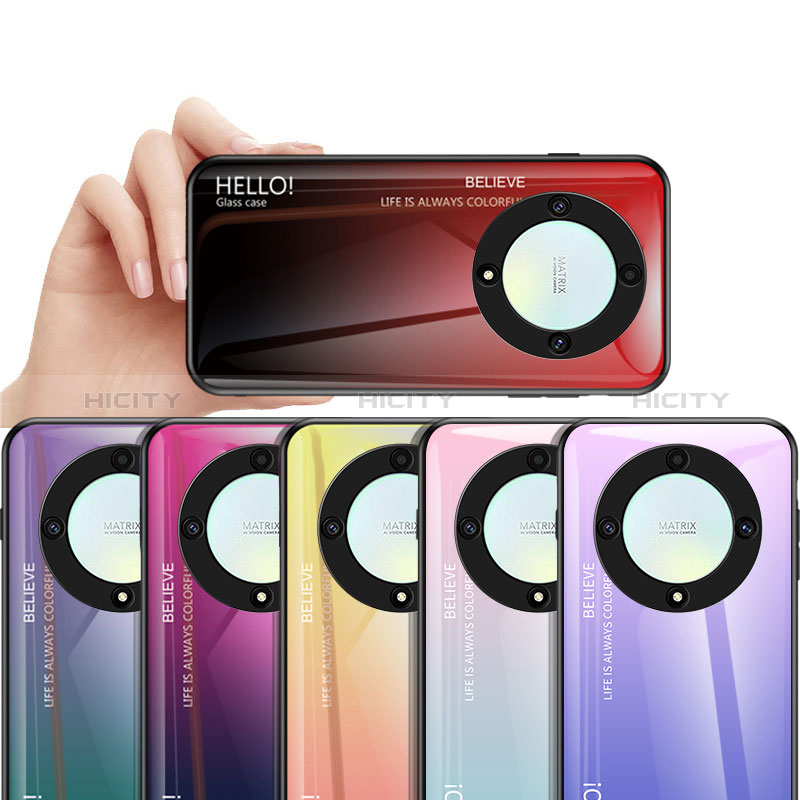 Carcasa Bumper Funda Silicona Espejo Gradiente Arco iris LS1 para Huawei Honor X9a 5G