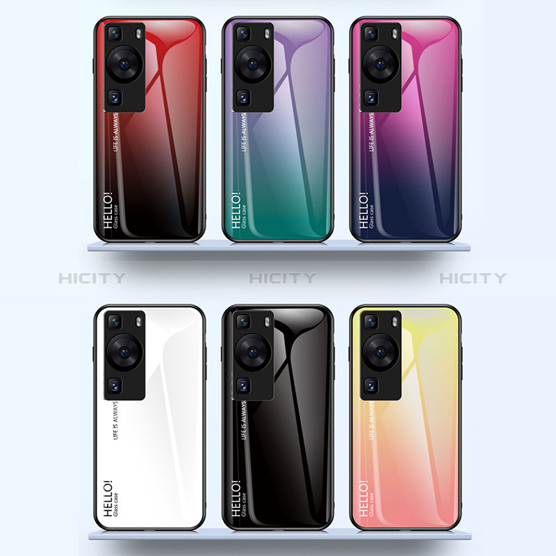 Carcasa Bumper Funda Silicona Espejo Gradiente Arco iris LS1 para Huawei P60 Pro