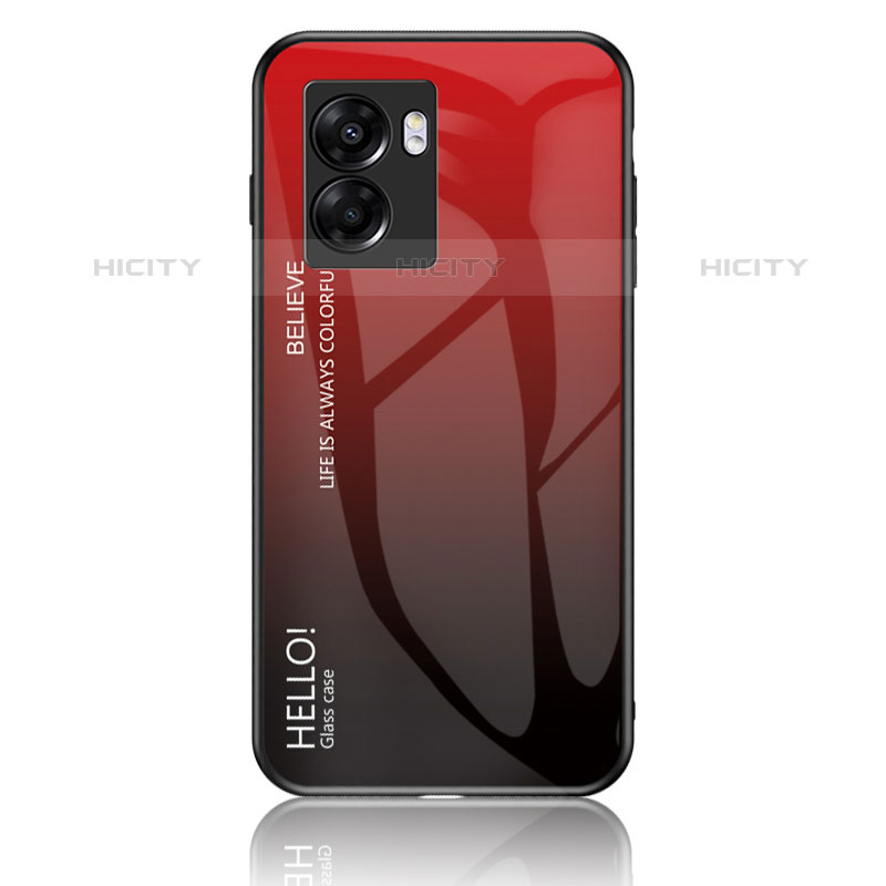 Carcasa Bumper Funda Silicona Espejo Gradiente Arco iris LS1 para OnePlus Nord N300 5G Rojo