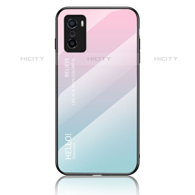 Carcasa Bumper Funda Silicona Espejo Gradiente Arco iris LS1 para Oppo A55S 5G