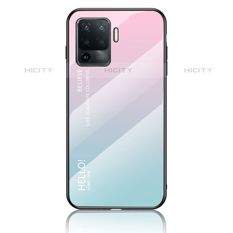 Carcasa Bumper Funda Silicona Espejo Gradiente Arco iris LS1 para Oppo A94 4G