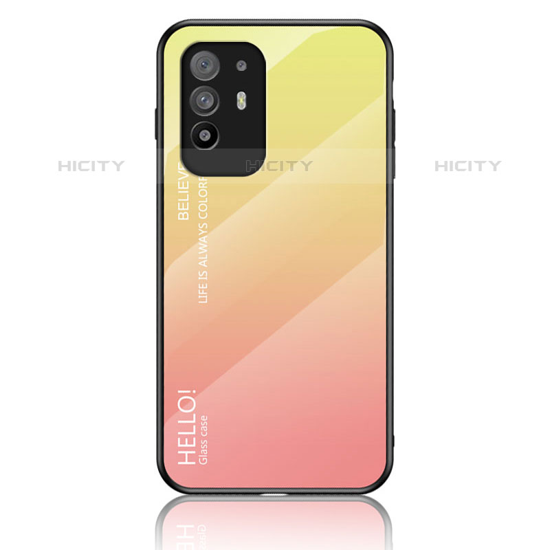 Carcasa Bumper Funda Silicona Espejo Gradiente Arco iris LS1 para Oppo A95 5G