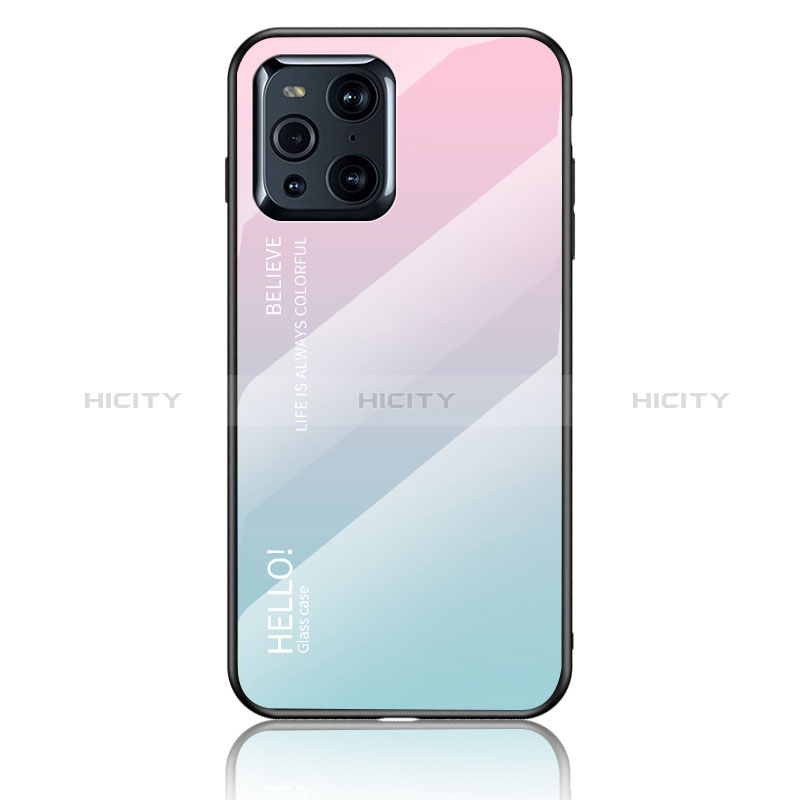 Carcasa Bumper Funda Silicona Espejo Gradiente Arco iris LS1 para Oppo Find X3 5G