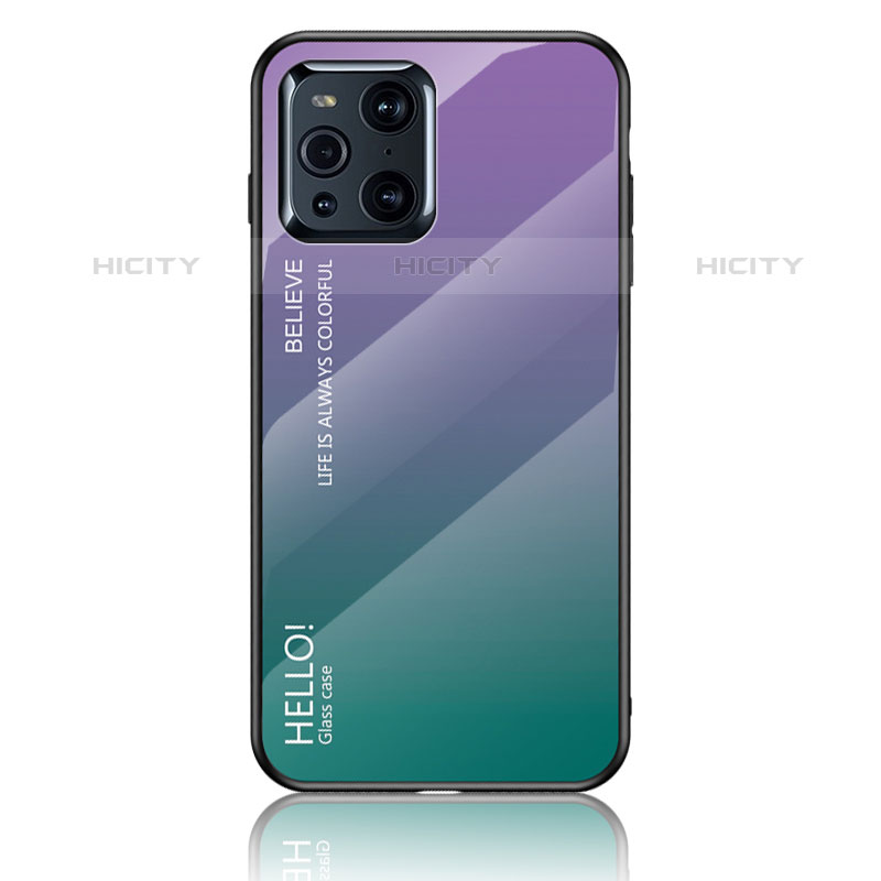 Carcasa Bumper Funda Silicona Espejo Gradiente Arco iris LS1 para Oppo Find X3 Pro 5G