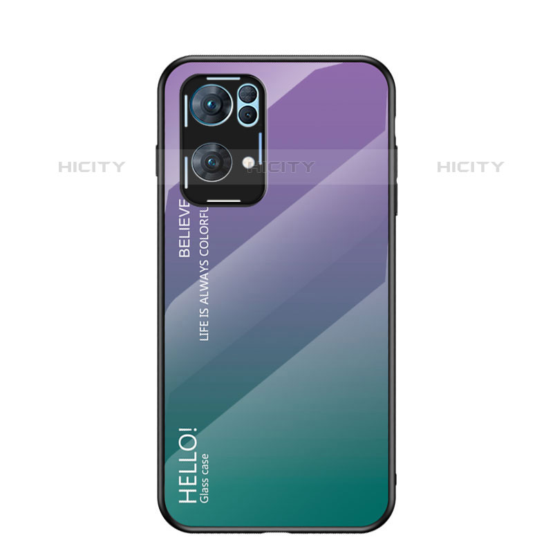 Carcasa Bumper Funda Silicona Espejo Gradiente Arco iris LS1 para Oppo Reno7 Pro 5G