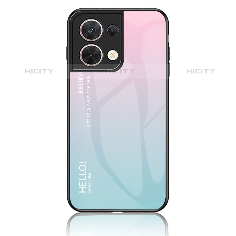 Carcasa Bumper Funda Silicona Espejo Gradiente Arco iris LS1 para Oppo Reno8 5G Cian