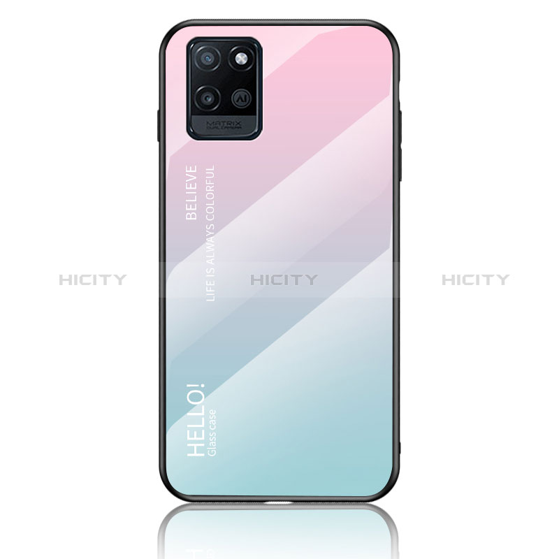 Carcasa Bumper Funda Silicona Espejo Gradiente Arco iris LS1 para Realme V11 5G Cian