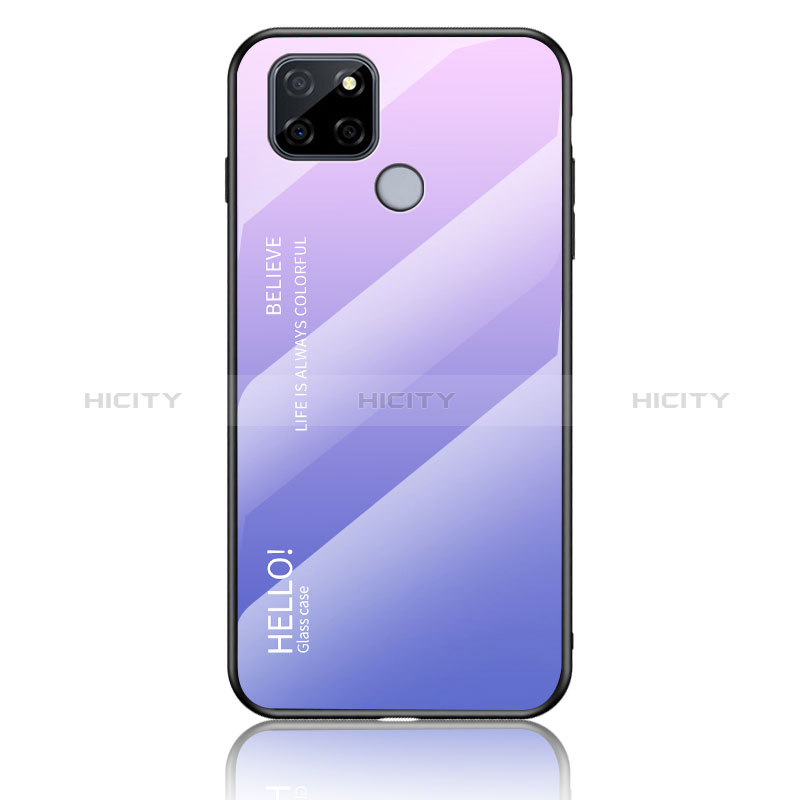 Carcasa Bumper Funda Silicona Espejo Gradiente Arco iris LS1 para Realme V3 5G