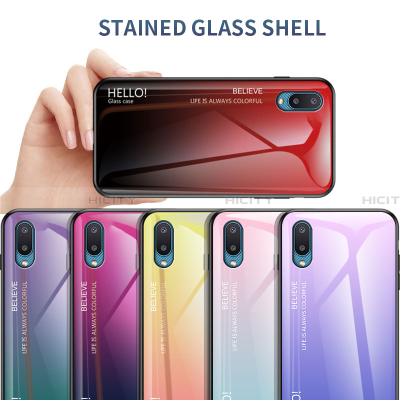 Carcasa Bumper Funda Silicona Espejo Gradiente Arco iris LS1 para Samsung Galaxy A02