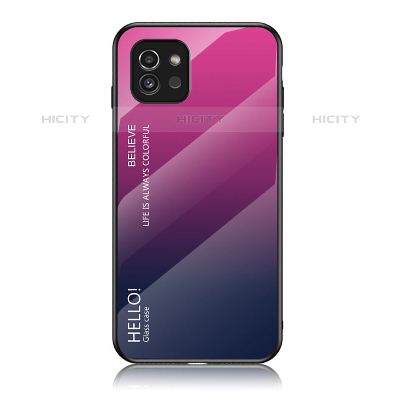 Carcasa Bumper Funda Silicona Espejo Gradiente Arco iris LS1 para Samsung Galaxy A03