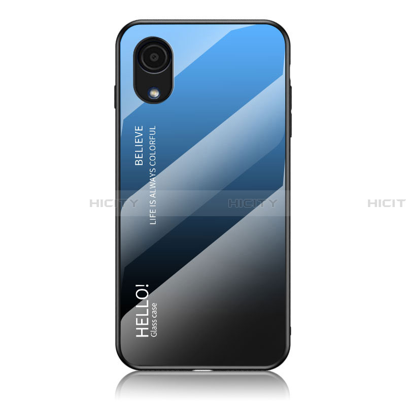 Carcasa Bumper Funda Silicona Espejo Gradiente Arco iris LS1 para Samsung Galaxy A03 Core Azul